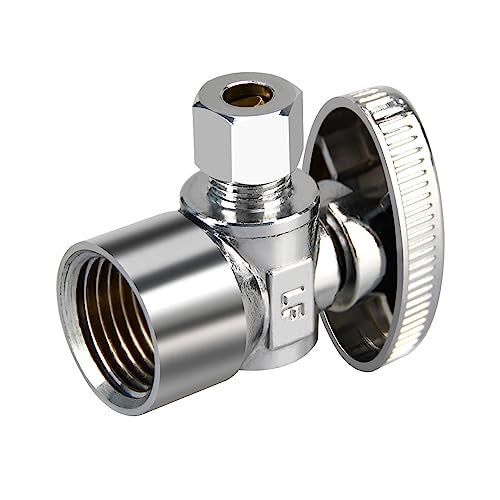 PXZBLG Stop Valves, 1/2" × 3/8" Angle Stop Valve, 1/2" FIP Angle Input, 3/8" OD Compression Output, 1/4 Turn, Chrome Plated Brass for Kitchen, Faucet, Toilet Valves - Image 1