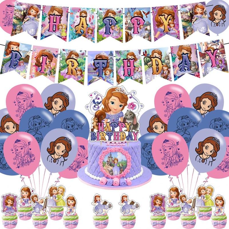 karg Princess Birthday Party Decoration Princess Include Princess Theme Birthday Banner Cake Topper Latex Balloons for Fans Birthday Party Supplies - Image 2