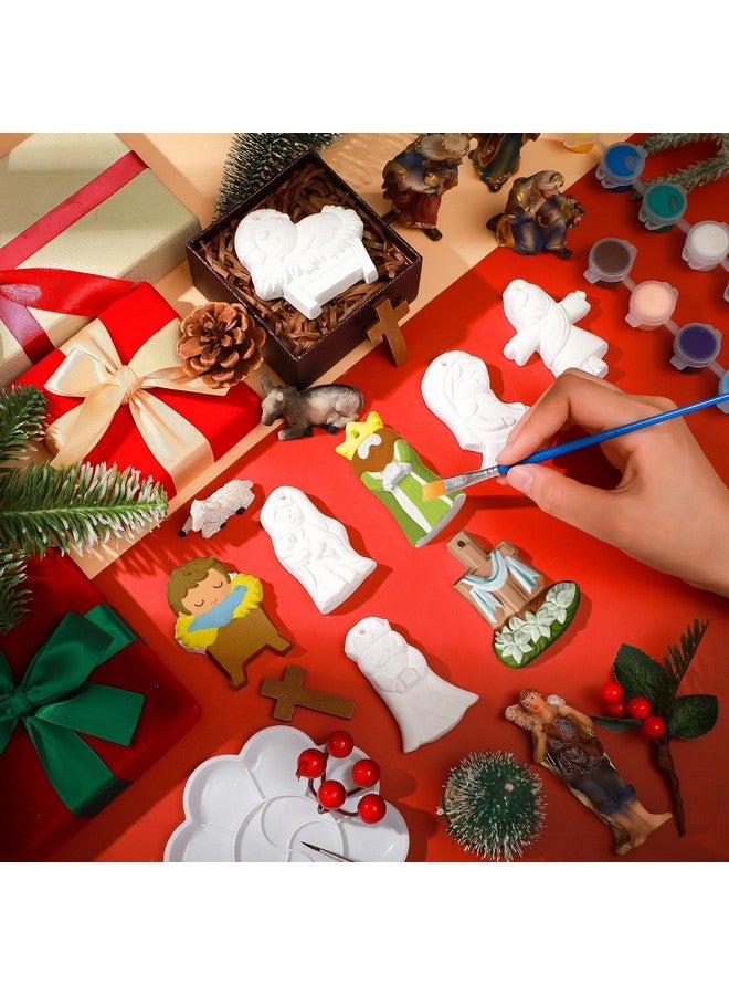 تيكيونايت 28 قطعة من السيراميك لتزيين زينة عيد الميلاد، حرف يدوية للكبار والأطفال، تماثيل سيراميك غير مطلية، تزيين ورسم زينة السيراميك الخاصة بك، مجموعات أنشطة عطلة عيد الميلاد، بالجملة (دينية) - Image 3