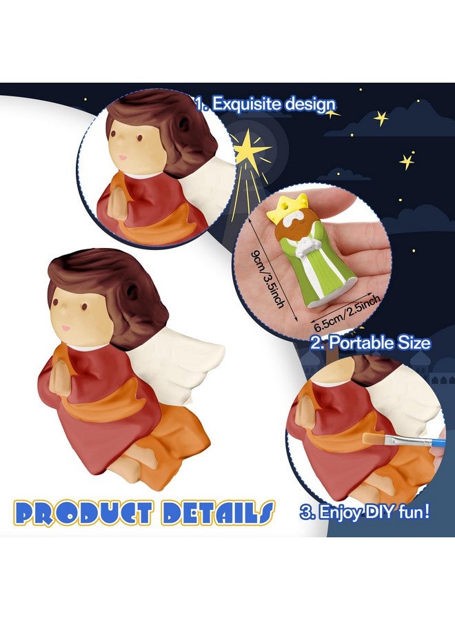تيكيونايت 28 قطعة من السيراميك لتزيين زينة عيد الميلاد، حرف يدوية للكبار والأطفال، تماثيل سيراميك غير مطلية، تزيين ورسم زينة السيراميك الخاصة بك، مجموعات أنشطة عطلة عيد الميلاد، بالجملة (دينية) - Image 2