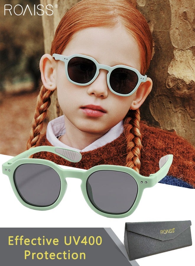 roaiss Round Polarized Sunglasses for Kids, UV400 Protection Cute Beach Holiday Sun Glasses with Lightweight Flexible TPEE Frame for Boys Girls and Children Age 3-12, 43mm - Image 1