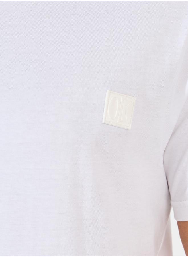 Styli Styli Crew Neck Regular Fit T-Shirt with Silicon Badge  - Image 3