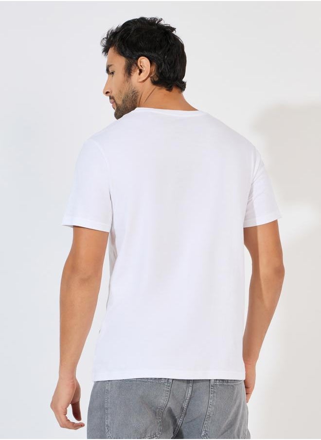 Styli Styli Crew Neck Regular Fit T-Shirt with Silicon Badge  - Image 4