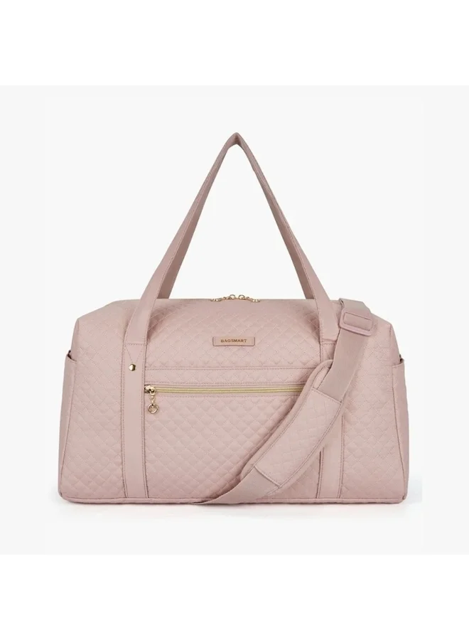 باج سمارت BAGSMART Light Pink Weekender Overnight Bag Large Carry-on Bag With Shoe Bag