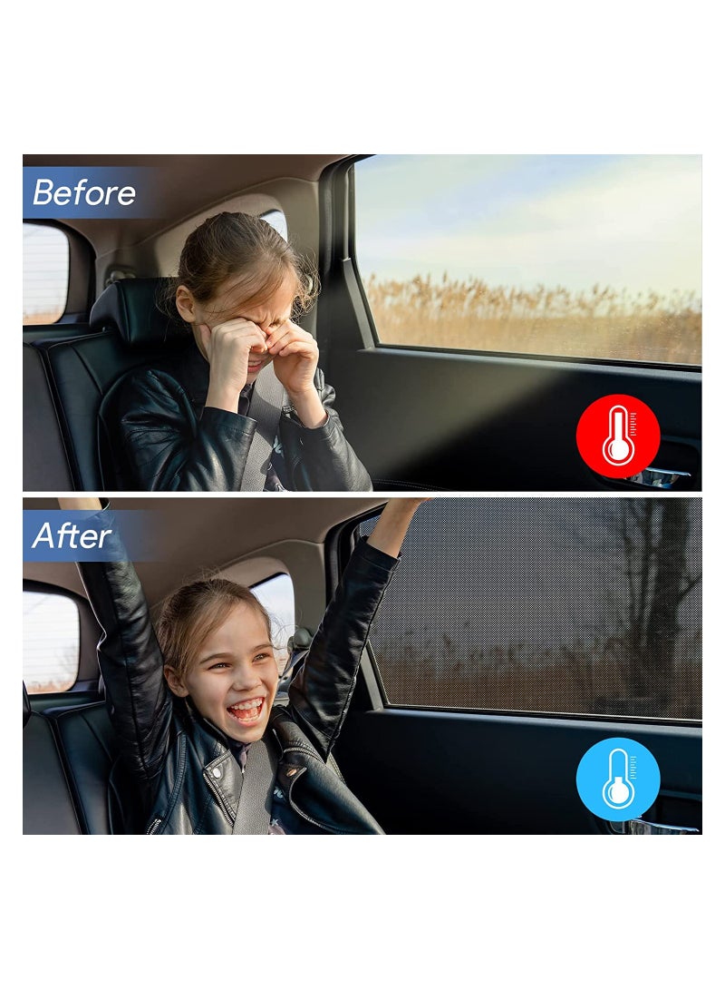 SYOSI Car Window Shades, 2 Pack Breathable Mesh Car Side Back Window Sun Schades, Stretchy Car Window Screen for Baby Family Pet UV Protection, Fit for Most(95%) of Cars (Medium 39"x19") - Image 2