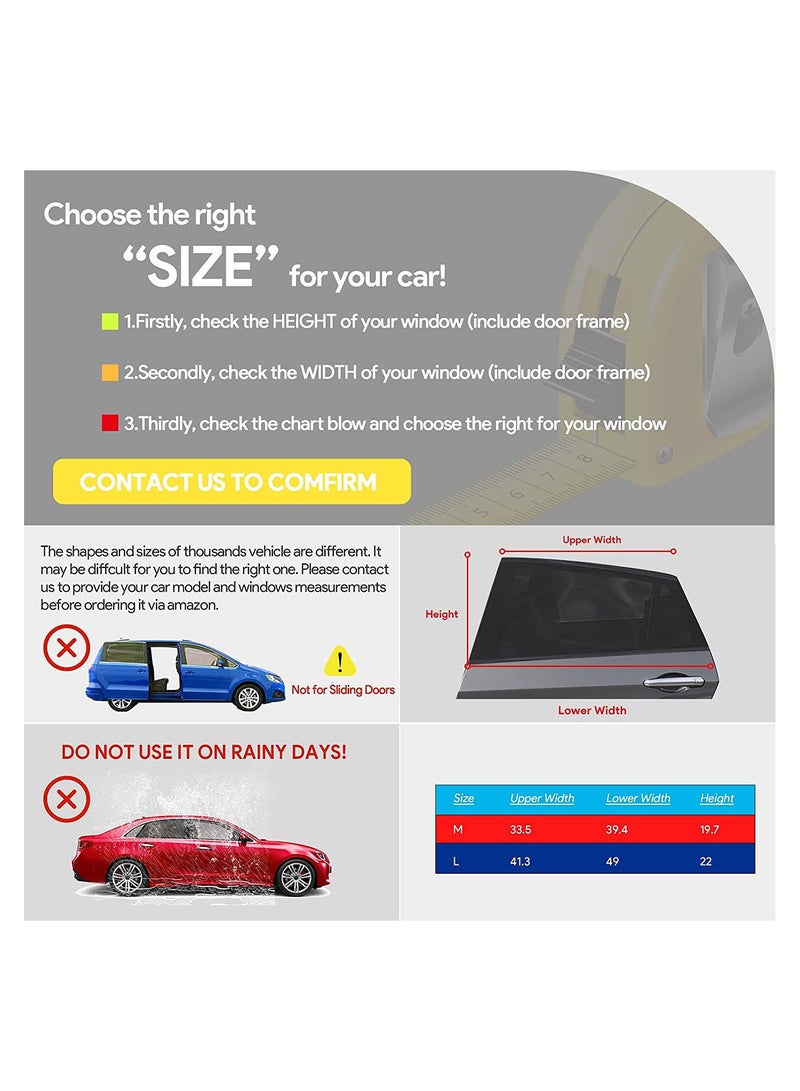 SYOSI Car Window Shades, 2 Pack Breathable Mesh Car Side Back Window Sun Schades, Stretchy Car Window Screen for Baby Family Pet UV Protection, Fit for Most(95%) of Cars (Medium 39"x19") - Image 3