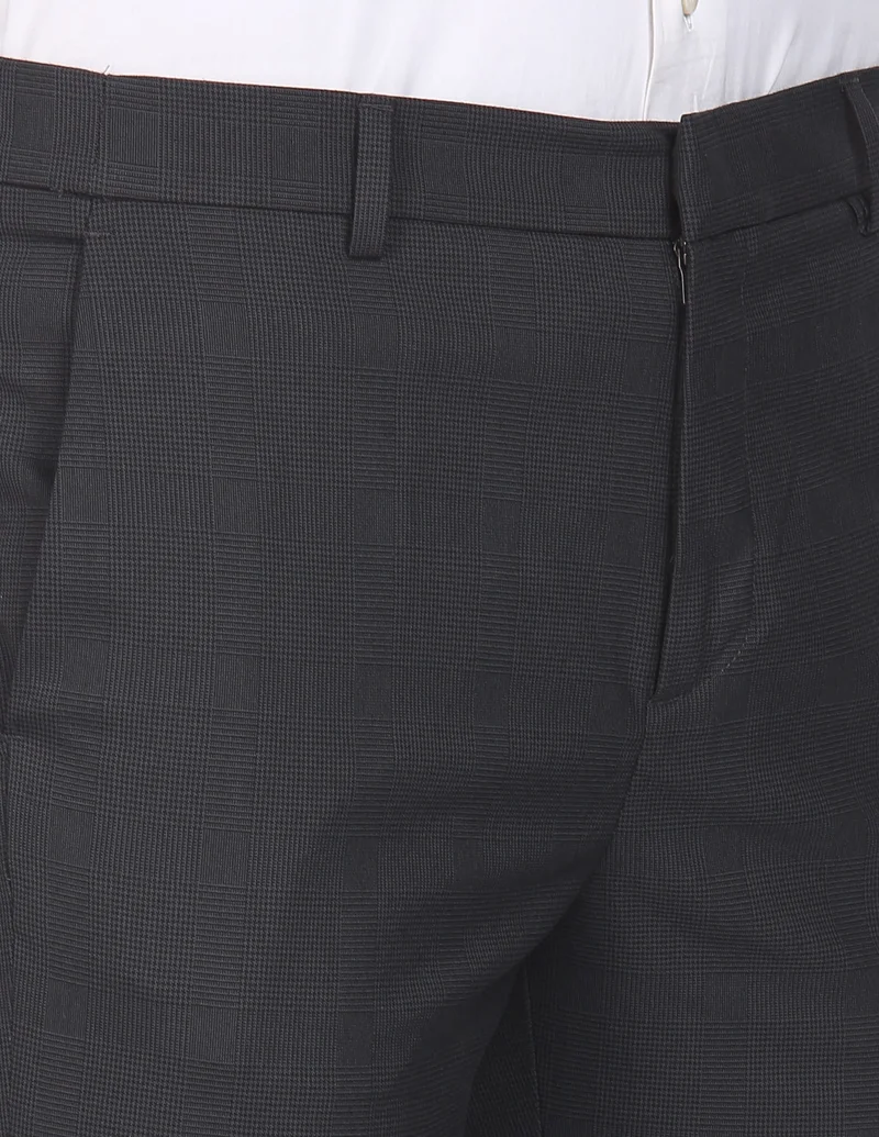 Arrow Grey Elasticated Waist Mid Rise Trousers for Men | Best Price UAE