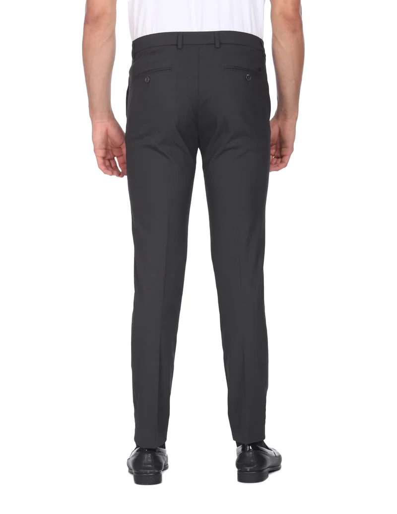 Arrow Grey Elasticated Waist Mid Rise Trousers for Men | Best Price UAE