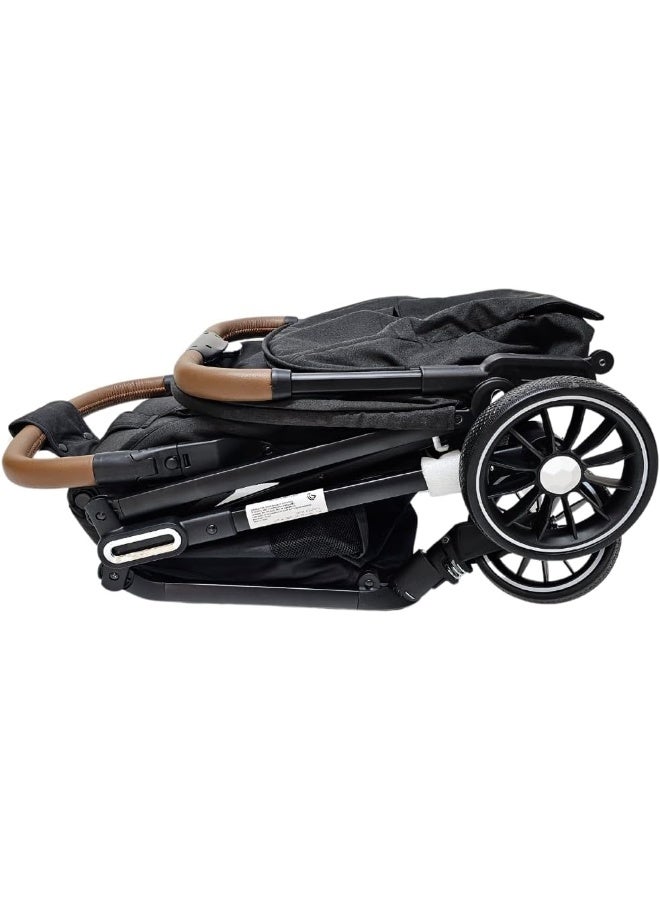 SMR kids T808 Easy Fold and Multi-Position Baby Stroller, with 5 Point Strap, Adjustable Backrest and Sun Protection Canopy 70 X 108 X 54 Black - Image 5