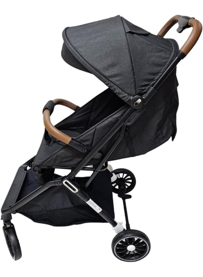 SMR kids T808 Easy Fold and Multi-Position Baby Stroller, with 5 Point Strap, Adjustable Backrest and Sun Protection Canopy 70 X 108 X 54 Black - Image 3
