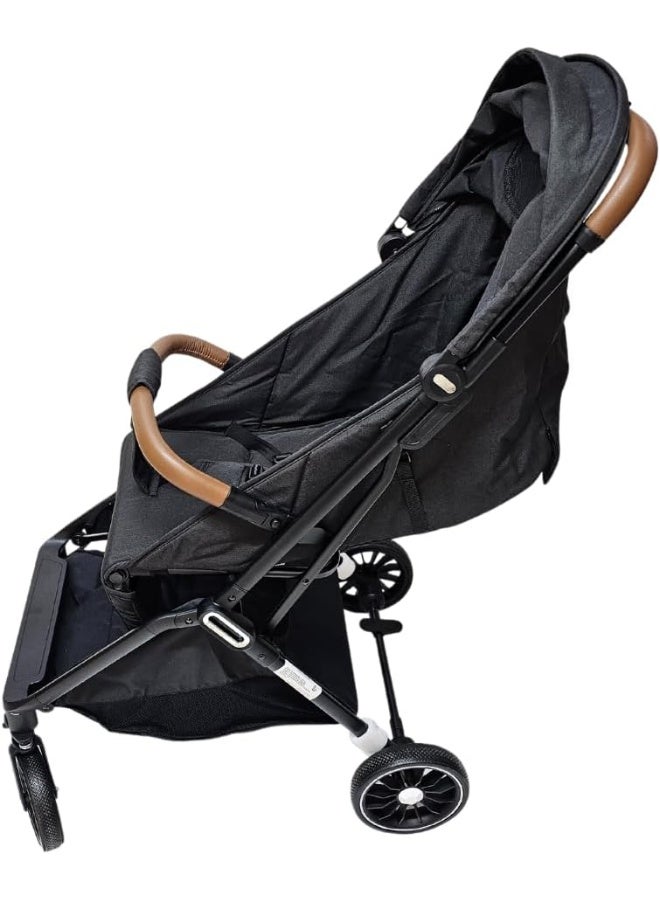 SMR kids T808 Easy Fold and Multi-Position Baby Stroller, with 5 Point Strap, Adjustable Backrest and Sun Protection Canopy 70 X 108 X 54 Black - Image 2