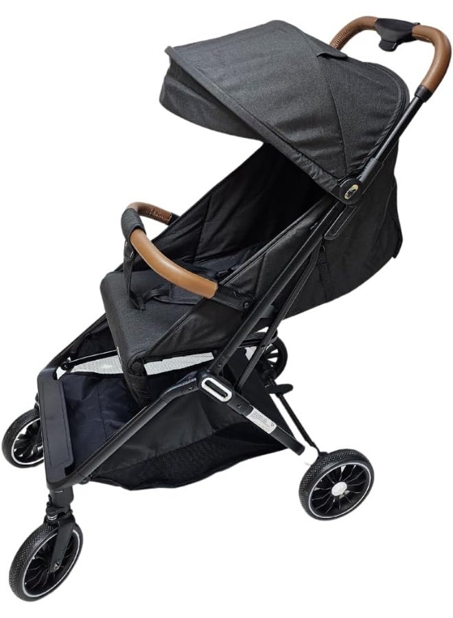 SMR kids T808 Easy Fold and Multi-Position Baby Stroller, with 5 Point Strap, Adjustable Backrest and Sun Protection Canopy 70 X 108 X 54 Black - Image 1
