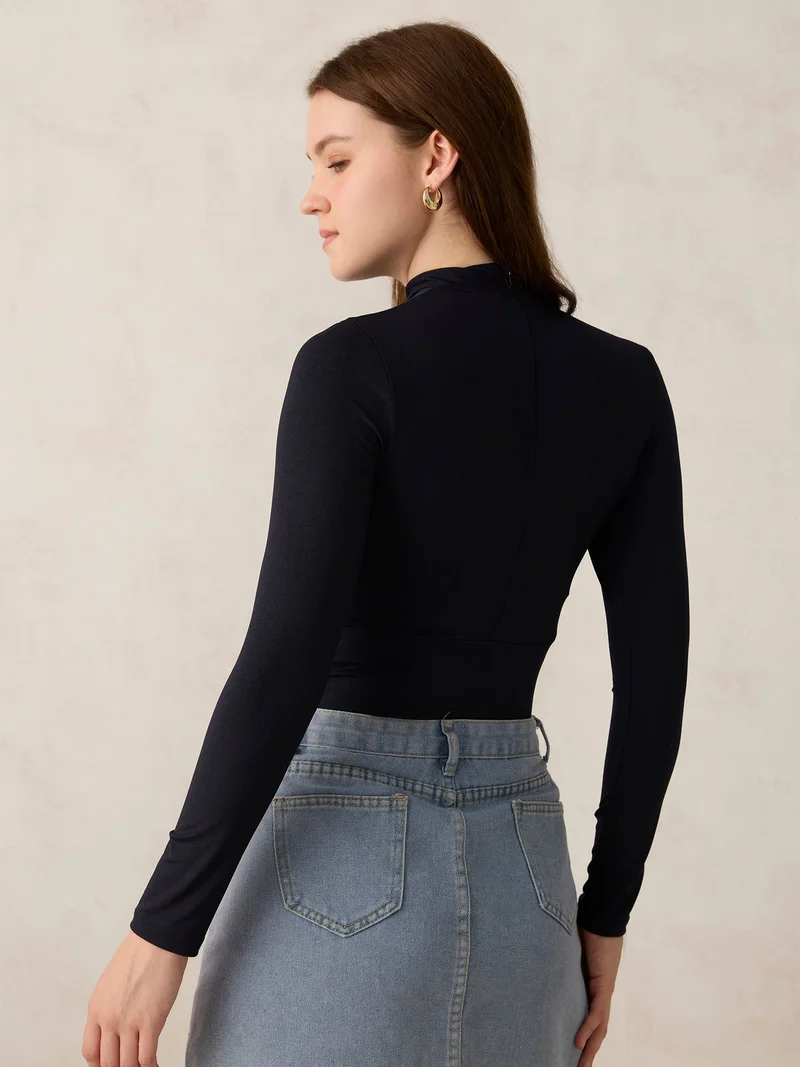 OUTZIDR Navy Blue Shimmer Bodysuit