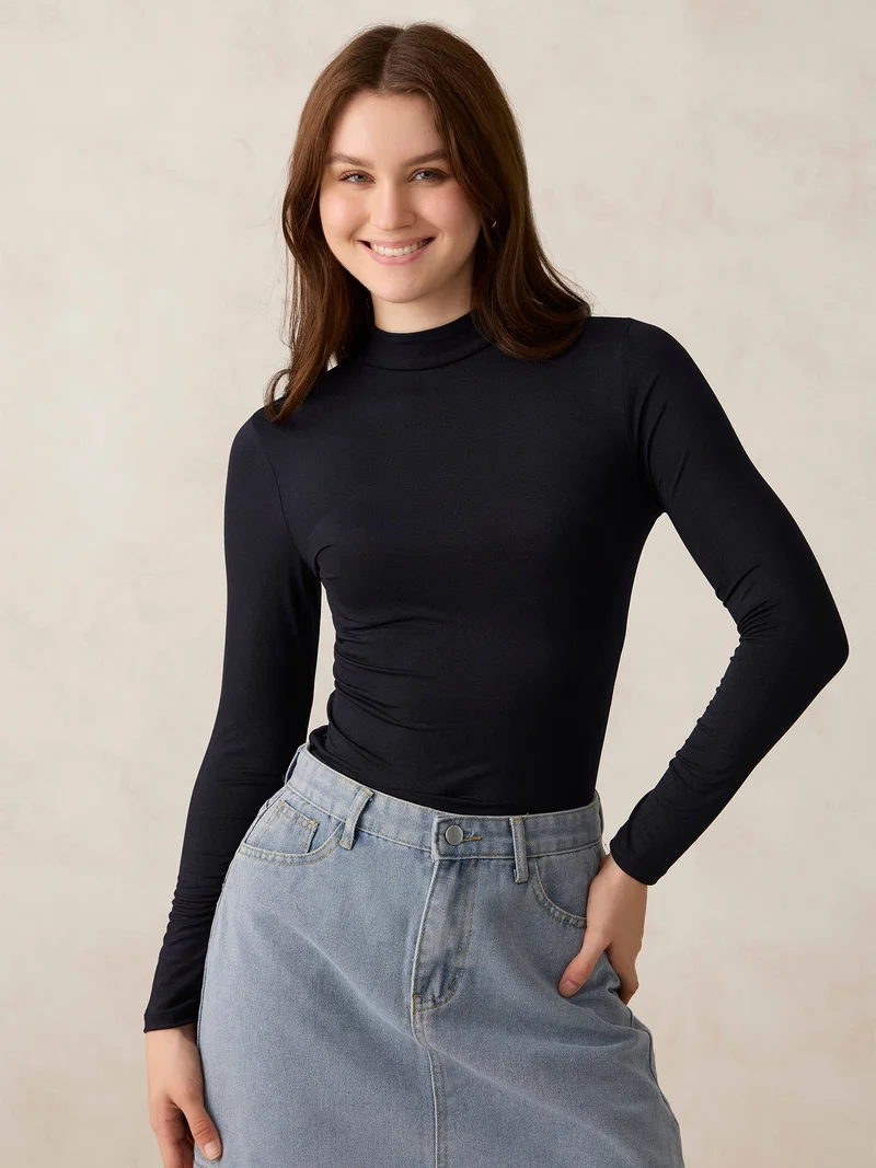 OUTZIDR Navy Blue Shimmer Bodysuit