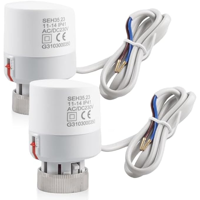 ELECTRIC THERMAL ACTUATOR, PACK OF 2 ACTUATOR UNDERFLOOR HEATING, AC230 V, M30 X 1.5, ACTUATOR UNDERFLOOR HEATING, THERMAL ACTUATOR POWERLESS CLOSED FOR UNDERFLOOR HEATING MANIFOLD - Image 1