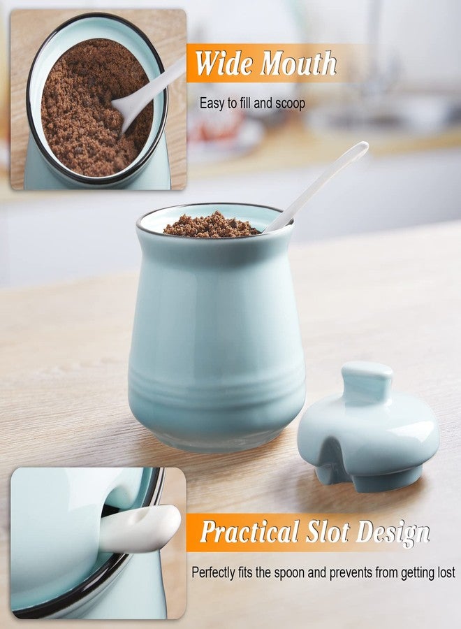 DAYYET Sugar Bowl with Lid and Spoon, 12 oz Ceramic Sugar Bowl with Spoon, Sugar Container for Coffee Bar, Sugar Jar Sugar Dispenser Bowl, Turquoise Kitchen Decor and Accessories - Image 5