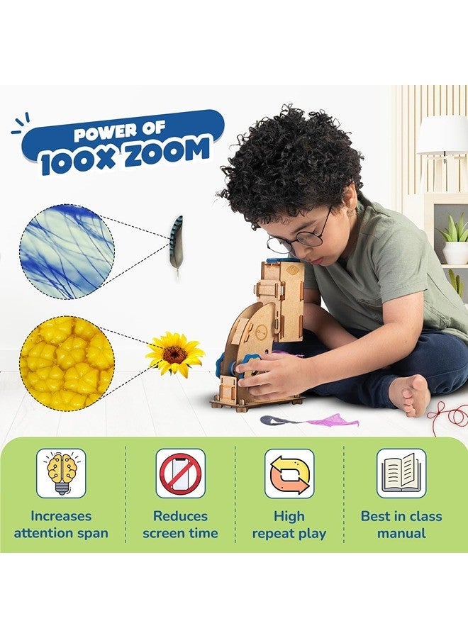 Smartivity Microscope 100x Zoom STEM DIY Fun Game for Kids Age 8 to 14 Years Old Toy for Boys & Girls Age 8-10-12 | Science Based Education & Construction Activity Kit - Image 2