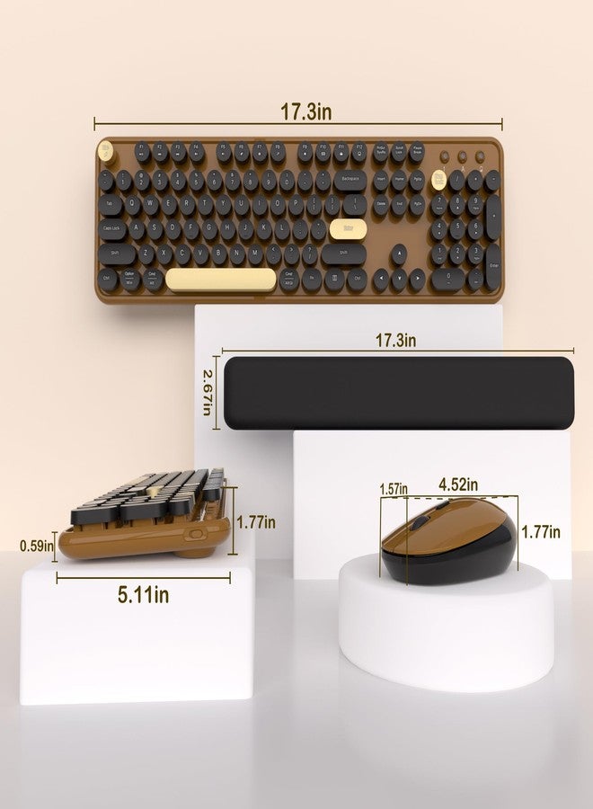 Links9+ Colorful Wireless Keyboard and Mouse Combos, Retro Keyboard and Mouse Wireless Full Size, 2.4Ghz Connection and Optical Mouse for Windows, Mac, PC, Laptop for Home and Office (Coffee-Black) - Image 3