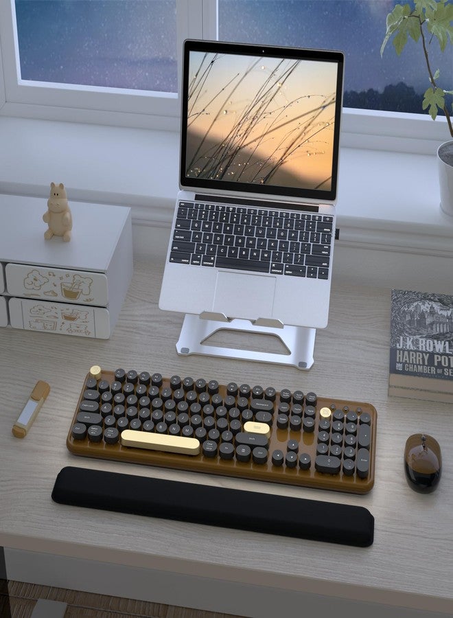 Links9+ Colorful Wireless Keyboard and Mouse Combos, Retro Keyboard and Mouse Wireless Full Size, 2.4Ghz Connection and Optical Mouse for Windows, Mac, PC, Laptop for Home and Office (Coffee-Black) - Image 2