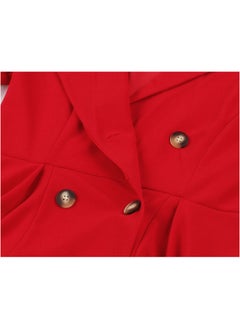 Generic Elegant Button Detail Dress Red Work  Casual Dress Cocktail Swing Dress  - Image 4