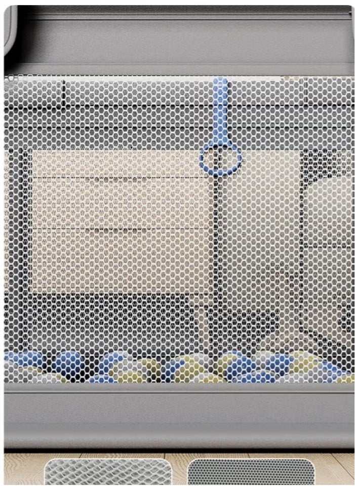Gonice Children's Large Stainless Steel Steering Tube, Baby Indoor Crawling Safety Fence, Playpen with Breathable Mesh and Zipper Door - Gray 120x180cm Without ocean balls  - Image 5