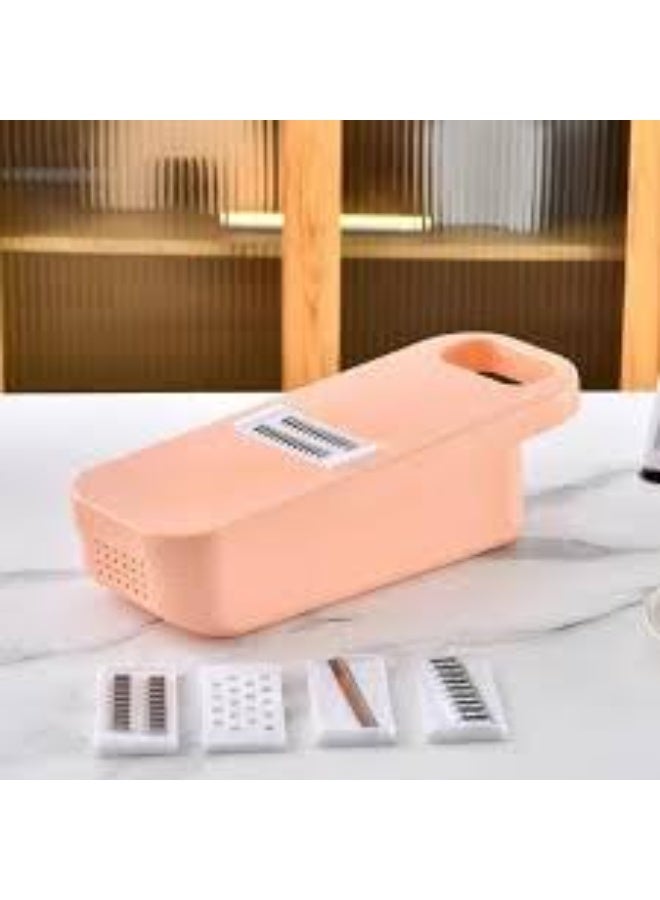 Multi-function vegetable grater with a storage container, 5 interchangeable blades, a kitchen tool for slicing and grating vegetables and fruits - Image 2
