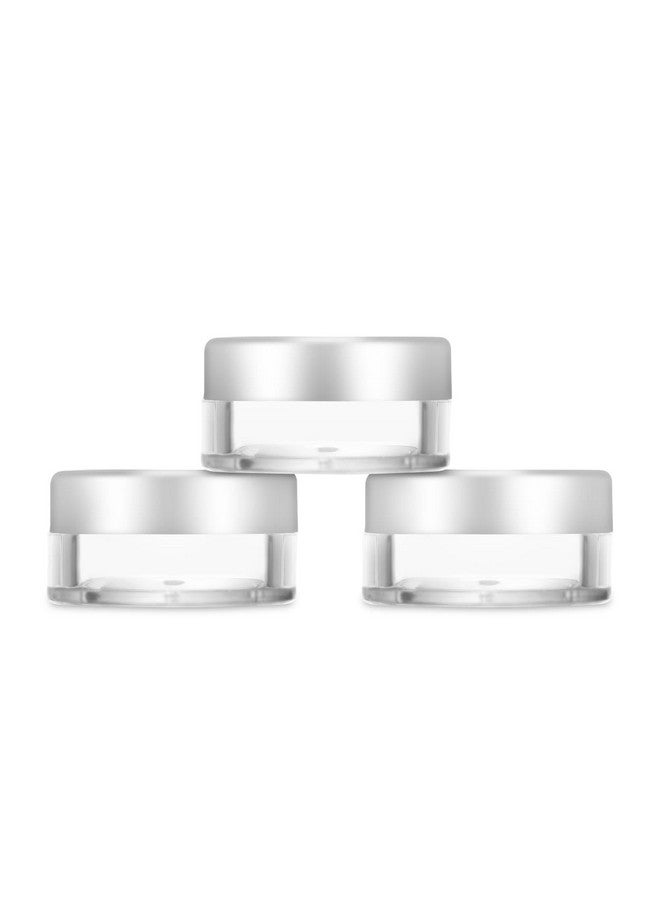 Flora Fresh حاوية/جرار أكريليك مستديرة فارغة لمستحضرات التجميل مع غطاء ذهبي وأغطية داخلية بيضاء للكريمات، المراهم، مقشر الوجه، كريم الجسم، إلخ (فضي، 8 غم) - Image 1