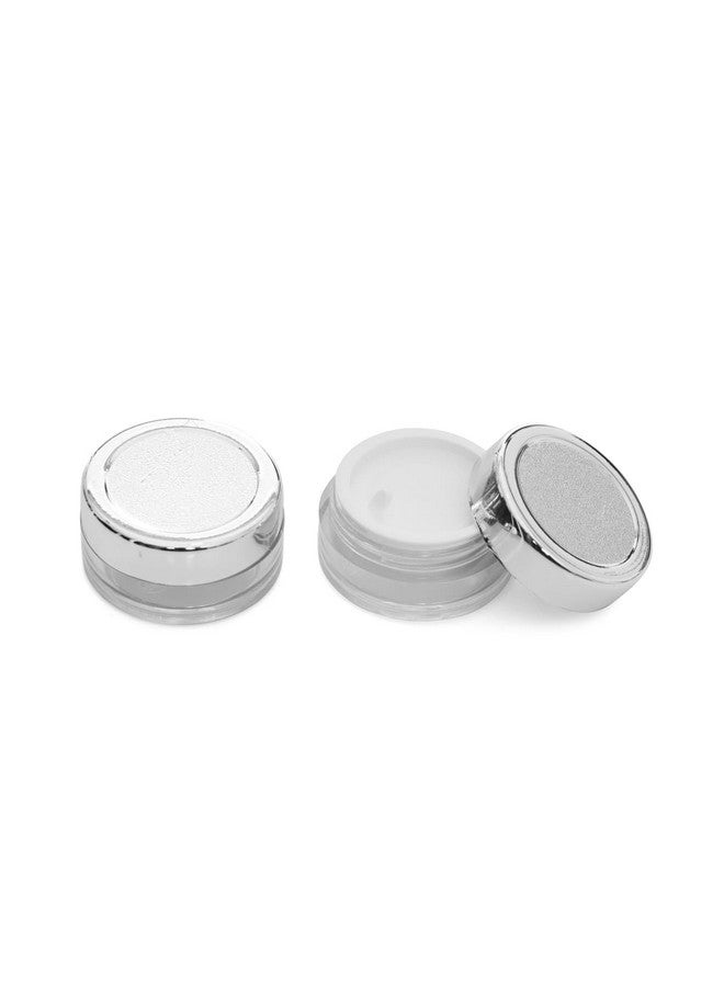 Flora Fresh حاوية/جرار أكريليك مستديرة فارغة لمستحضرات التجميل مع غطاء ذهبي وأغطية داخلية بيضاء للكريمات، المراهم، مقشر الوجه، كريم الجسم، إلخ (فضي، 8 غم) - Image 3