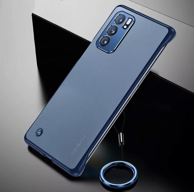 REALCASE Oppo Reno 6 5G Back Cover Case | Stylish Frameless Matte Hard Back Skin | Soft TPU Shock Proof Bumper Back Cover for Oppo Reno 6 5G (F-Blue) - Image 3