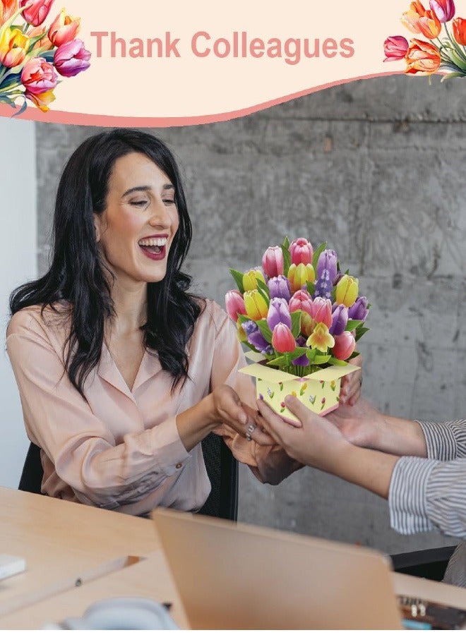 Flower Paper Pop Up Cards - Flower Bouquet 3D Popup Greeting Card - Pop Up Birthday Card for Mom - Thank You Card for Women, Mother's Day - Includes Envelope - Image 4