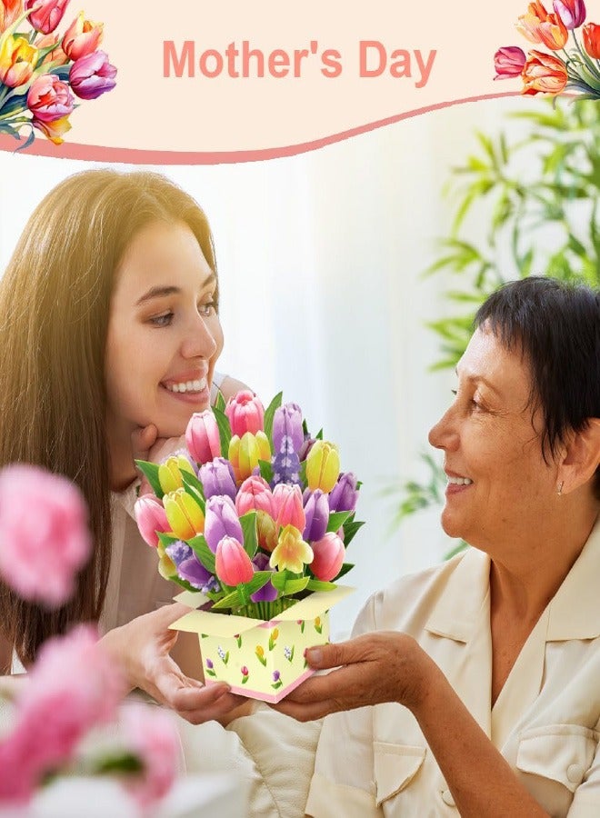 Flower Paper Pop Up Cards - Flower Bouquet 3D Popup Greeting Card - Pop Up Birthday Card for Mom - Thank You Card for Women, Mother's Day - Includes Envelope - Image 2