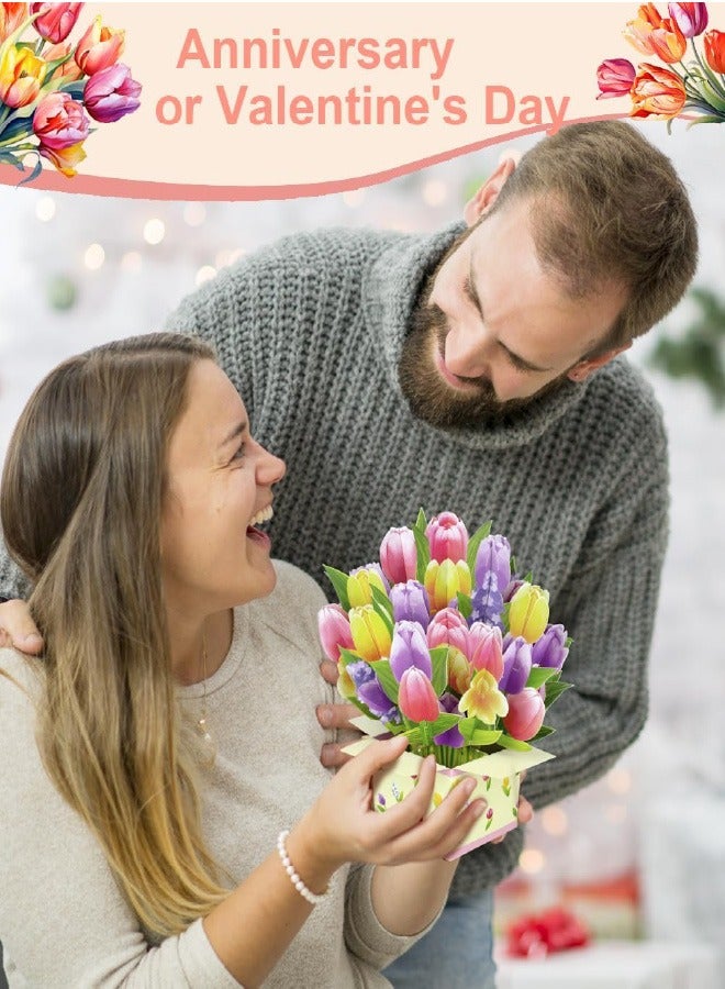 Flower Paper Pop Up Cards - Flower Bouquet 3D Popup Greeting Card - Pop Up Birthday Card for Mom - Thank You Card for Women, Mother's Day - Includes Envelope - Image 3