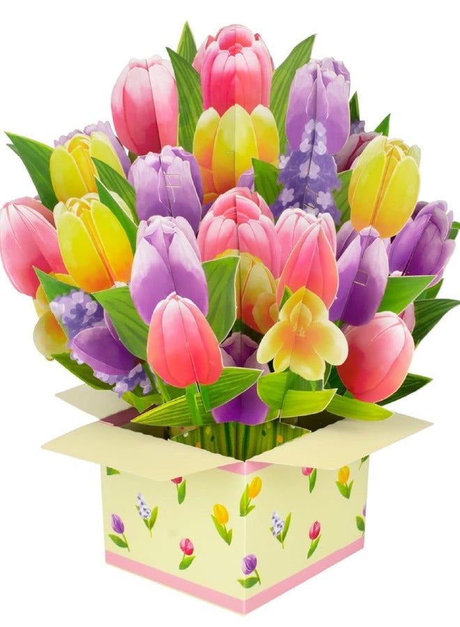 Flower Paper Pop Up Cards - Flower Bouquet 3D Popup Greeting Card - Pop Up Birthday Card for Mom - Thank You Card for Women, Mother's Day - Includes Envelope - Image 1