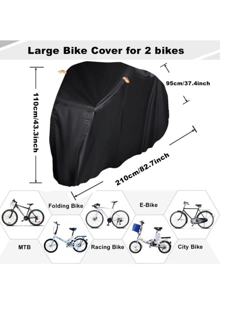 Zikra Waterproof Bike Cover, Large Bike Cover for 2 Bikes, 210x95x110cm 210T Bike Covers for Outside Storage, Outdoor Waterproof Bicycle Cover, Anti UV Rain Bike Covers with Storage Bag for Mountain/E-bike - Image 2