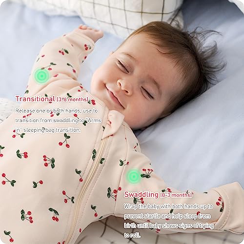 Knirose Organic Transitional Baby Swaddling Sack with Arms Up Length Sleeves Mitten Cuffs 0-3 Months Wearable Swaddling Blanket Sleeping Bag for Newborns Boys Girls Sleep Sacks Snug Fit Calms Startle Reflex - Image 3