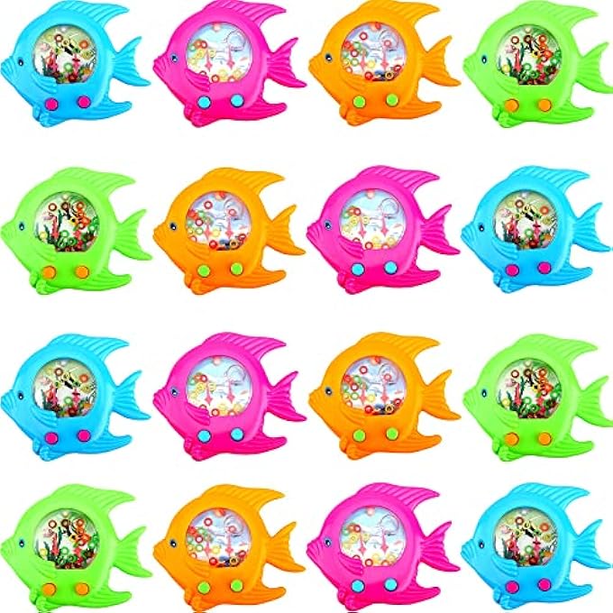 16 PIECES FISH RING TOSS GAMES, HANDHELD WATER FISH COLORFUL ARCADE RETRO POCKET TOYS FOR KIDS, RETRO GAME, PARTY, FAVORS GAME,PRIZES, GIFT TRAVEL, PASTIME - Image 1