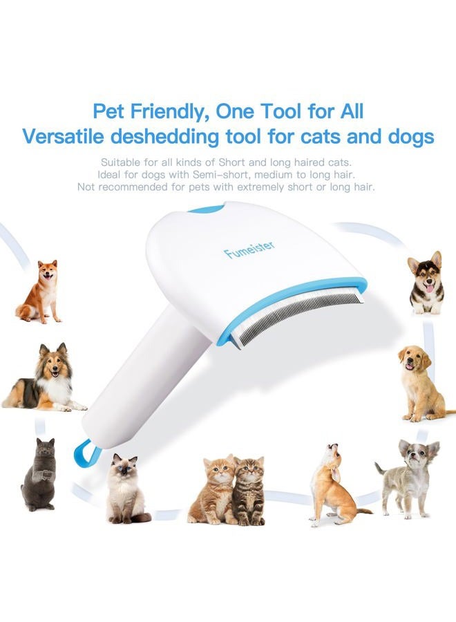 Fumeister Pet Undercoat Deshedding Tool for Dogs - Wide Curved Undercoat Brush for Effortless Pet Deshedding, Loose Hair Remover for Dogs & Cats (Blue) - Image 4
