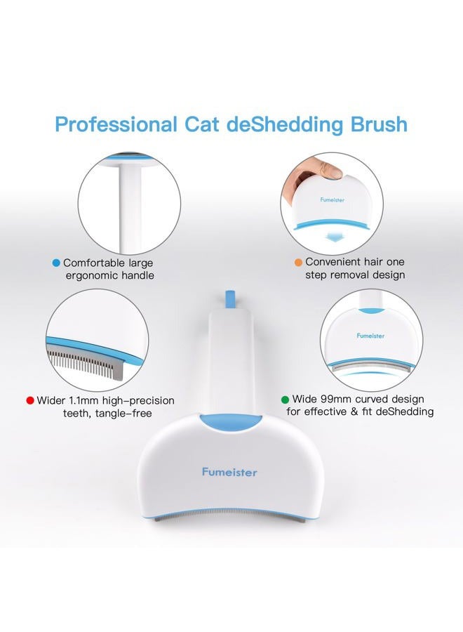 Fumeister Pet Undercoat Deshedding Tool for Dogs - Wide Curved Undercoat Brush for Effortless Pet Deshedding, Loose Hair Remover for Dogs & Cats (Blue) - Image 3