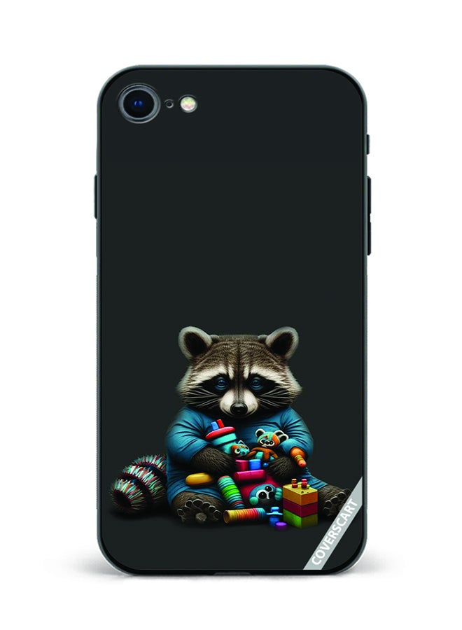 COVERSCART Protective Case Cover For Apple iPhone 8 Raccoon Design Black