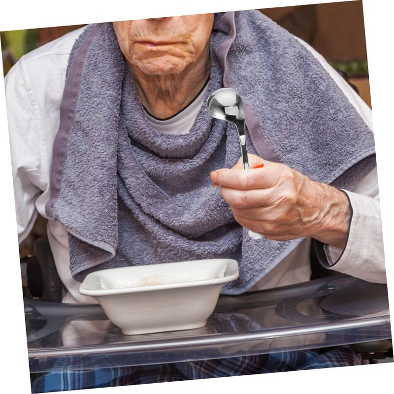 Adaptive Eating Spoon For Elderly Ergonomic Deep Head Comfortable Curved Handle Right Hand - Image 5