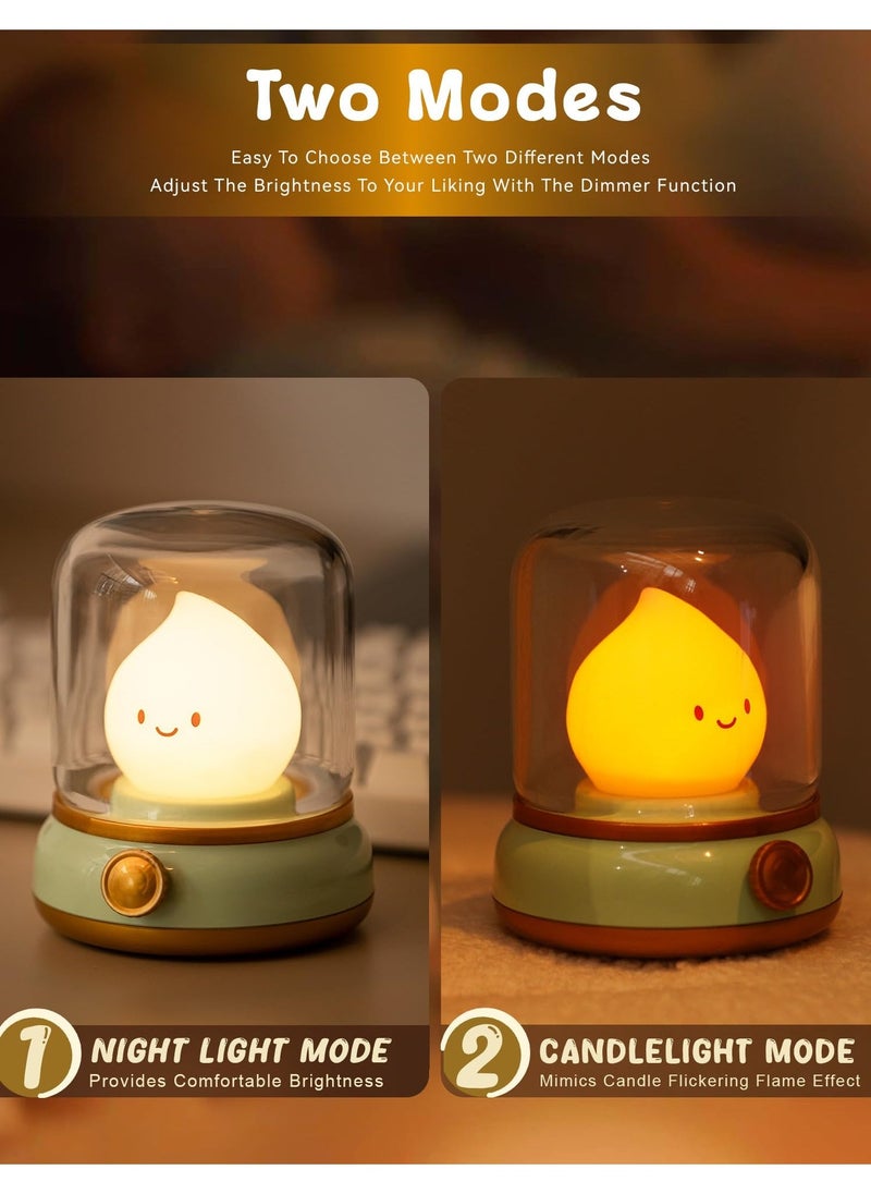 SYOSI - lovely Chibi Flame Lamp, Mimics Flickering Flame Effect Amber Light,2 Modes Rechargeable Dimming Great ambience Light for Camping, Curing, Decoration - Image 1