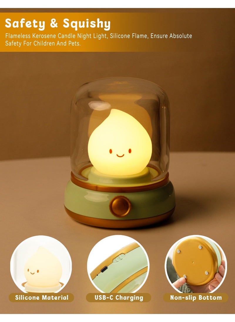SYOSI - lovely Chibi Flame Lamp, Mimics Flickering Flame Effect Amber Light,2 Modes Rechargeable Dimming Great ambience Light for Camping, Curing, Decoration - Image 1