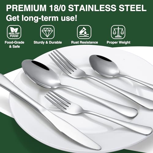 AIVIKI 60-Piece Silverware Set with Organizer,AIVIKI Stainless Steel Flatware Set for 12,Cutlery Utensil Sets for Home Restaurant,Tableware Set Include forks spoons and knives,Mirror Polished,Dishwasher Safe - Image 2