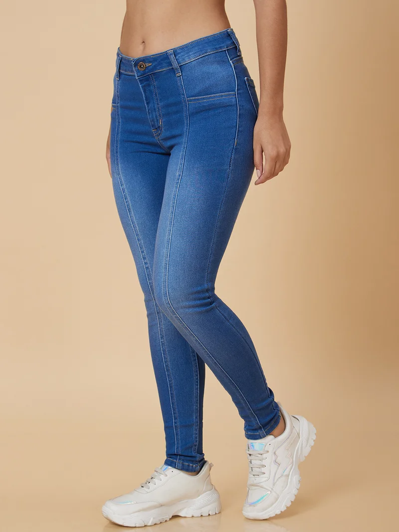 globus  Women Blue Skinny Fit Light Fade Stretchable Jeans for Women | Best Price UAE