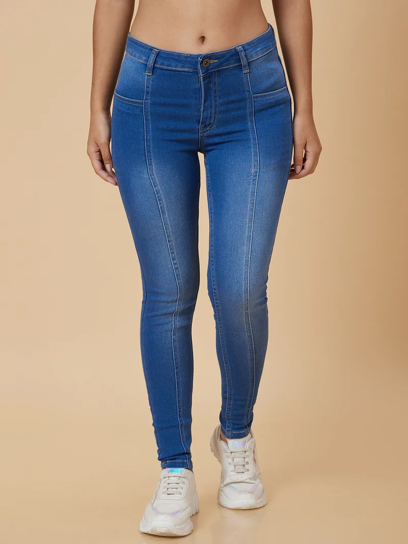 globus  Women Blue Skinny Fit Light Fade Stretchable Jeans for Women | Best Price UAE