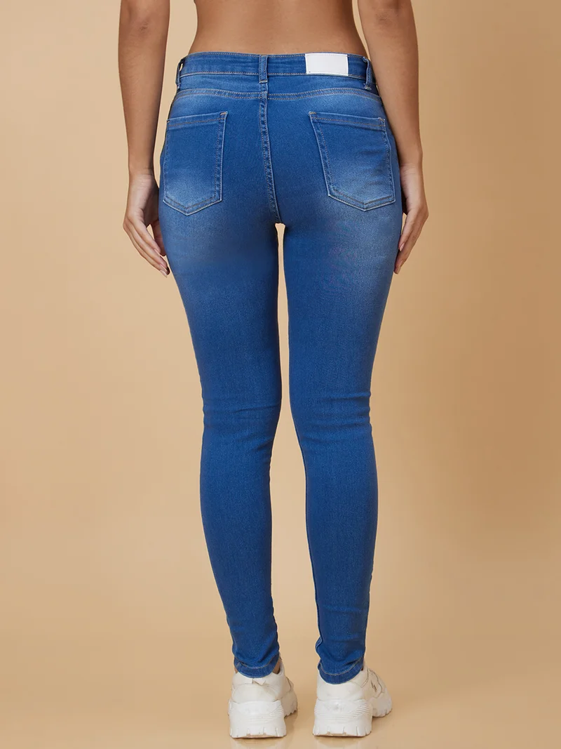 globus  Women Blue Skinny Fit Light Fade Stretchable Jeans for Women | Best Price UAE