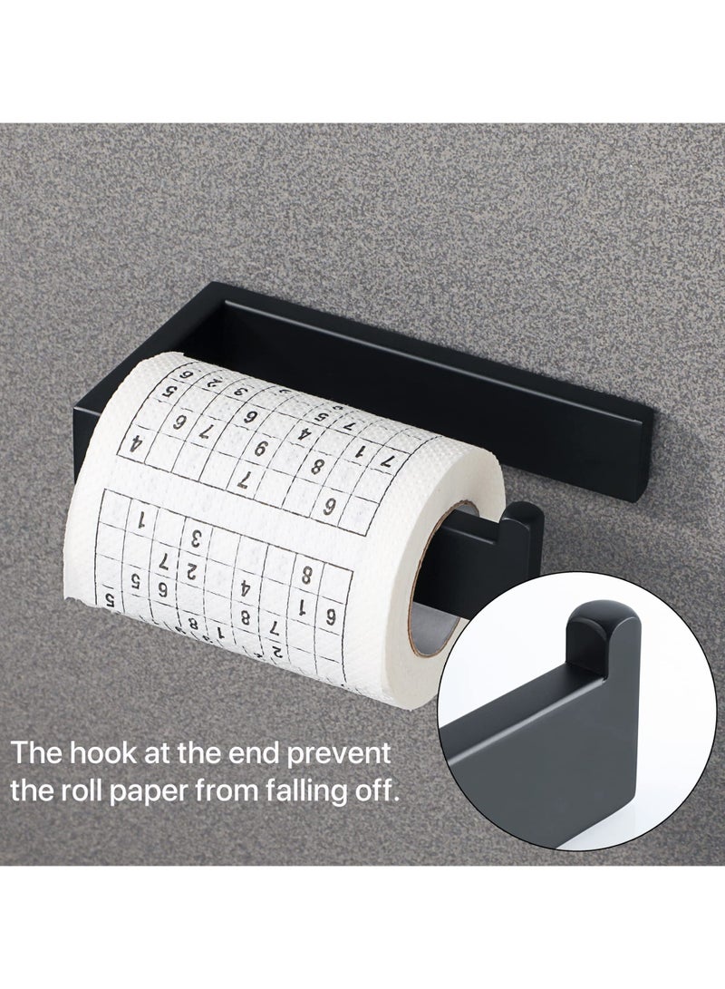 كابتن تيك Matte Black Toilet Roll Holder Wall Mounted, Premium 304 Stainless Steel Toilet Paper Holder, for Bathroom Kitchen, Matte Black Square Design - Image 3