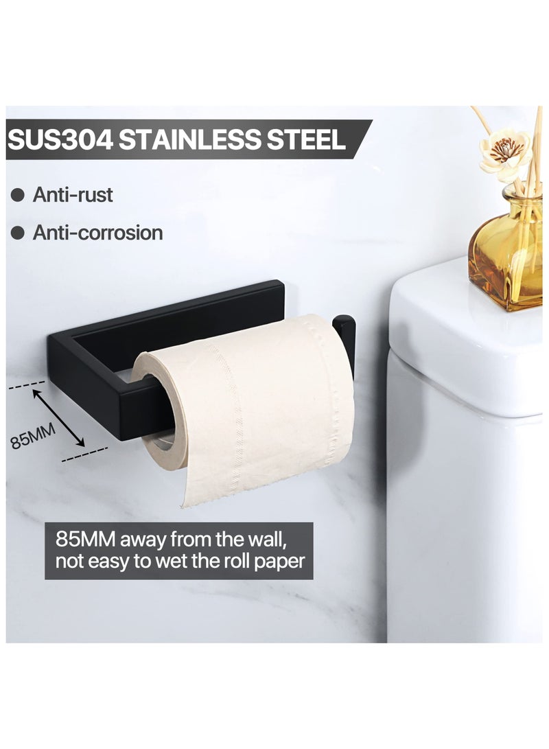 كابتن تيك Matte Black Toilet Roll Holder Wall Mounted, Premium 304 Stainless Steel Toilet Paper Holder, for Bathroom Kitchen, Matte Black Square Design - Image 4
