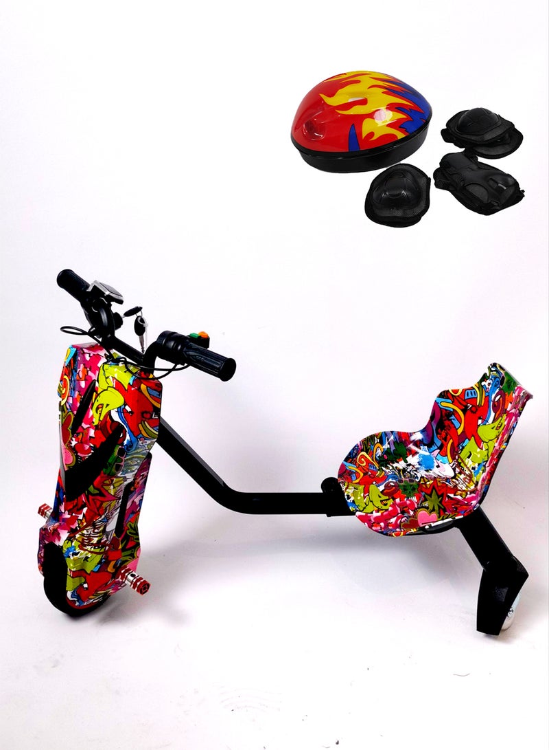 بيبي سكوتر درفت كهربائي صغير بقوة 36 فولت بقدرة عالية ودوران 360° للأطفال والكبار – هيكل قابل للتعديل مزود بتقنية البلوتوث ومعدات حماية، بثلاث سرعات، مزود بمحرك بدون فُرش بقدرة 250 واط، بسرعة تتراوح بين 8 إلى 15 كم/س، ويتحمل وزنًا يصل إلى 80 كجم، مناسب للأعمار من 6 سنوات فأكثر. - Image 1