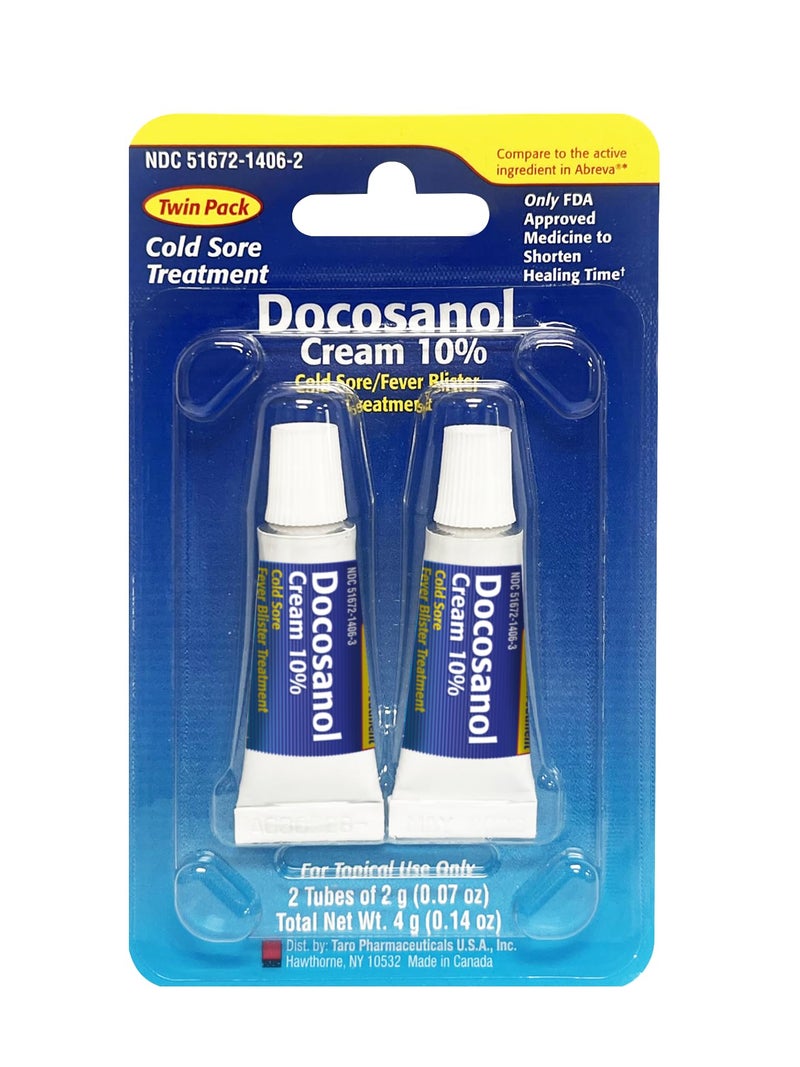 TARO Cold Sore/Fever Blister Treatment - Docosanol 10% Cream (0.07 oz - 2 Tube) - Image 1